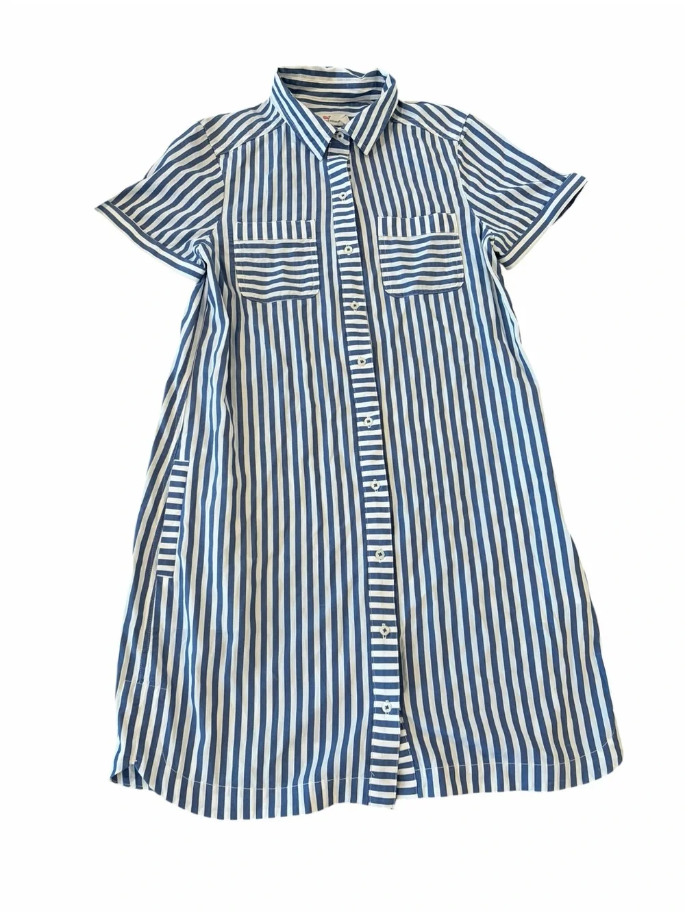 Vineyard Vines Nautical Striped Shirt‎ Dress Blue White Button Front Sz 2
